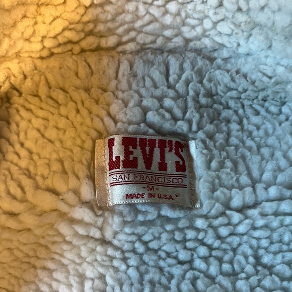 Men’s Made In USA 80s Levi Denim Sherpa Jacket Vintage Western Wear Size Medium - Picture 1 of 5